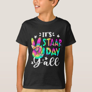 Staar Dag Yall Tie Dye Vredesteken Teacher Testen T-shirt