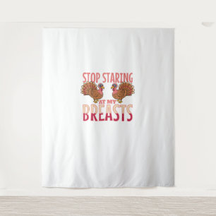 staar niet meer naar mijn borsten kalkoen Kip Than Wandkleed