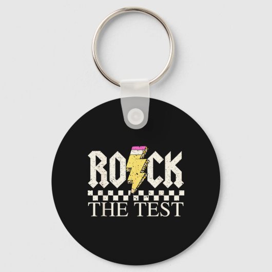 Staar Staatstesting Dag Rock De Test ABCD Leraar Sleutelhanger (Voorkant)