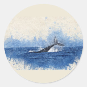 Staart van de Walvis Water Dieren Kunst Ronde Sticker