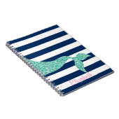 Staart van een zeemeermin, marineblauwe strepen - notitieboek (Rechterzijde)