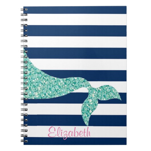 Staart van een zeemeermin, marineblauwe strepen - notitieboek (Voorkant)