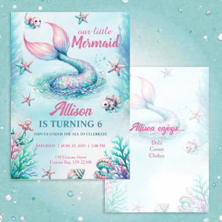 Staart Zeemeermin Turquoise Roze Meisjes Verjaarda Kaart