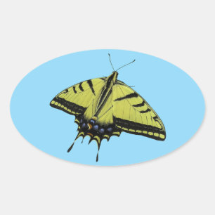 Staartkleuren van de Swallowtail Western Tiger vli Ovale Sticker