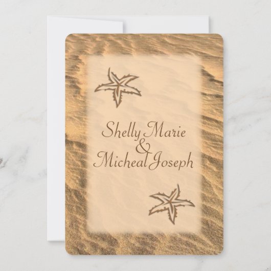 Staarvis-strand-bestemming bruiloft kaart (Achterkant)