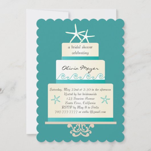 Staarvis Wedding Cake Bridal Shower Invitations Kaart (Voorkant)