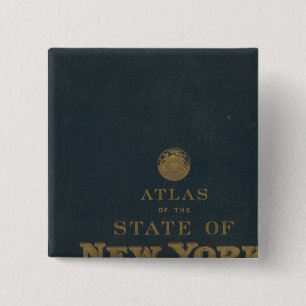 Staat Atlas New York Vierkante Button 5,1 Cm