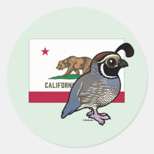 Staat Birdorable: Californische kwartel Ronde Sticker