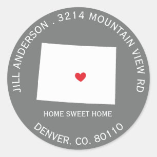 Staat COLORADO Nieuwe adreslabel ticker Ronde Sticker