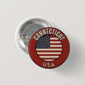 Staat Connecticut Ronde Button 3,2 Cm (Voorkant /achterkant)