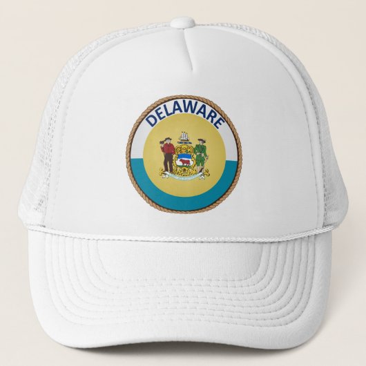 Staat Delaware Flag Seal Trucker Hat Trucker Pet (Voorkant)