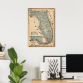  staat Florida Map 20x28 Poster (Thuiskantoor)