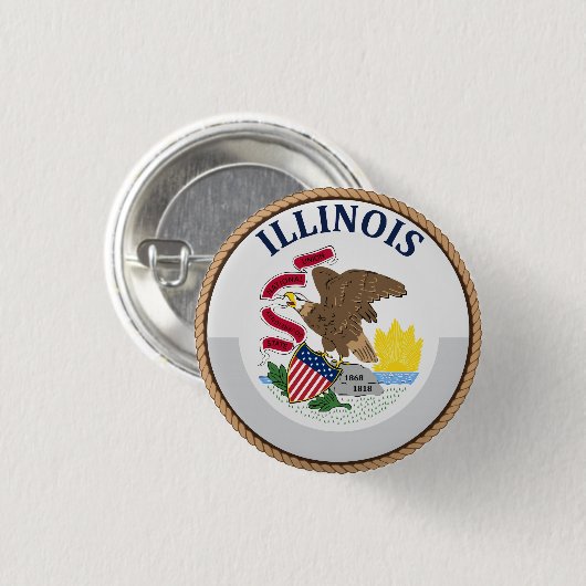 Staat Illinois Flag Seal Button (Voorkant /achterkant)