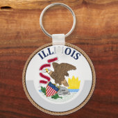 Staat Illinois Flag Seal Sleutelhanger (Voorkant)
