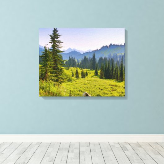 Staat in de berg- en bosbouw in Washington Canvas Afdruk (Insitu (Houten vloer))