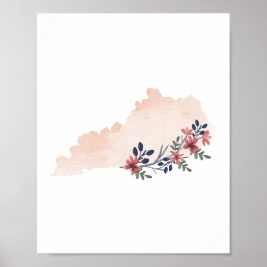 Staat Kentucky Floral Waterverf Poster (Voorkant)