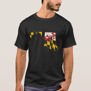 Staat Maryland met vlag van Maryland T-shirt