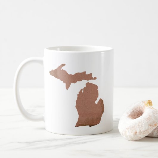 Staat Michigan Copper Silhouette Koffiemok (Met donut)