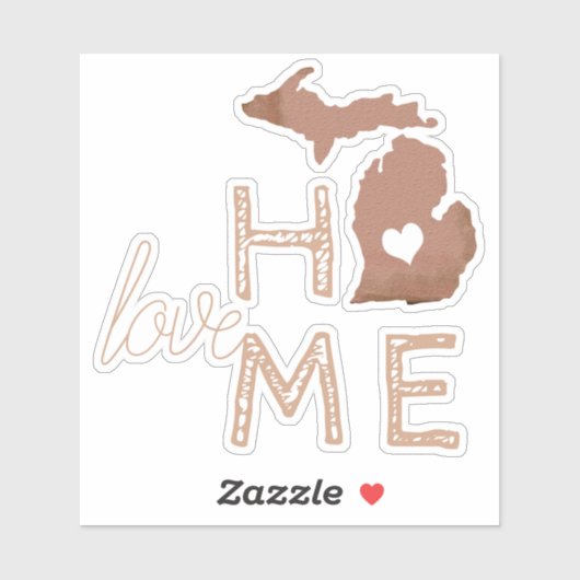 Staat Michigan Copper Silhouette Sticker (Vel)