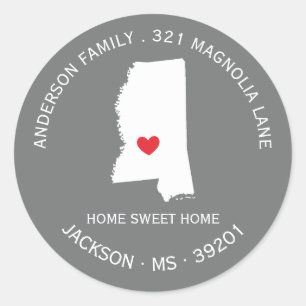 STAAT MISSISSIPPI   Nieuw huisadreslabel Sticker