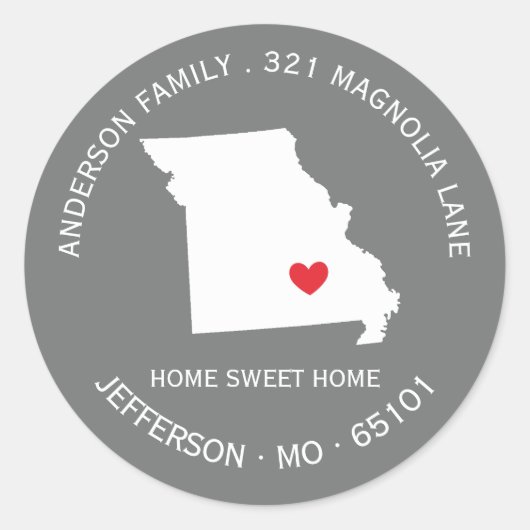 STAAT MISSOURI | Nieuw huisadreslabel Sticker (Voorkant)