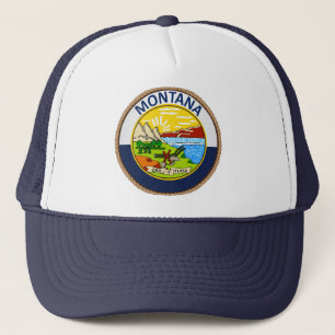 Staat Montana Flag Seal Trucker Hat Pet