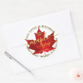 Staat Naam Fancy Lettertype esdoornsiroop Rood Bla Ronde Sticker (Envelop)