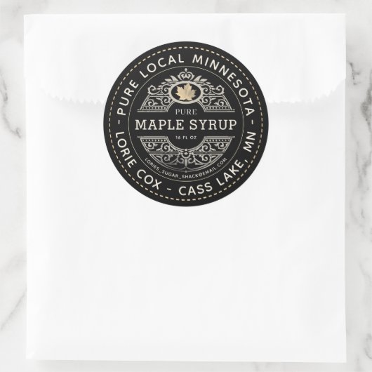 Staat Naam Gold Leaf Maple Syrup Black Ronde Sticker (Tas)
