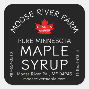 Staat Naam Rood Blad Esdoorn Siroop Modern Zwart Vierkante Sticker