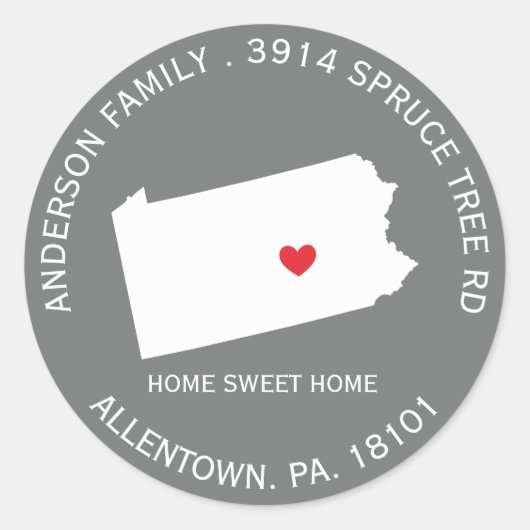 STAAT PENNSYLVANIA | Nieuw adreslabel Sticker (Voorkant)