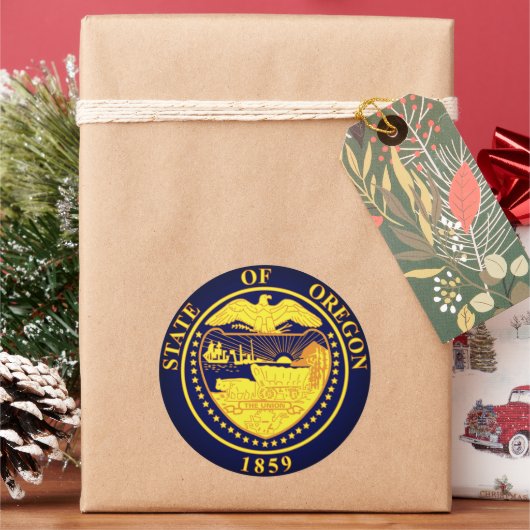 Staat Seal of Oregon Ronde Sticker (Feestdagen)