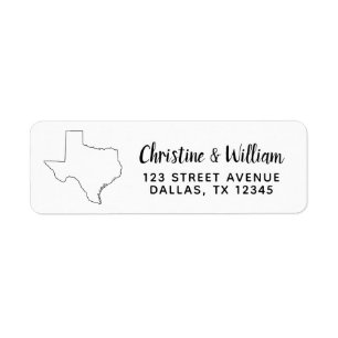 staat Texas   Eenvoudige moderne zwarte kalligrafi Etiket