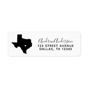 staat Texas Eenvoudige moderne zwarte kalligrafi Etiket