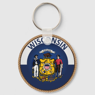 Staat van de Verbinding van de Vlag van Wisconsin Sleutelhanger