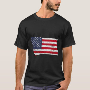 Staat van Montana overzicht met Amerikaanse vlag A T-shirt