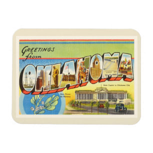 Staat van Oklahoma OK Oud Vintage Reizen Souvenir Magneet