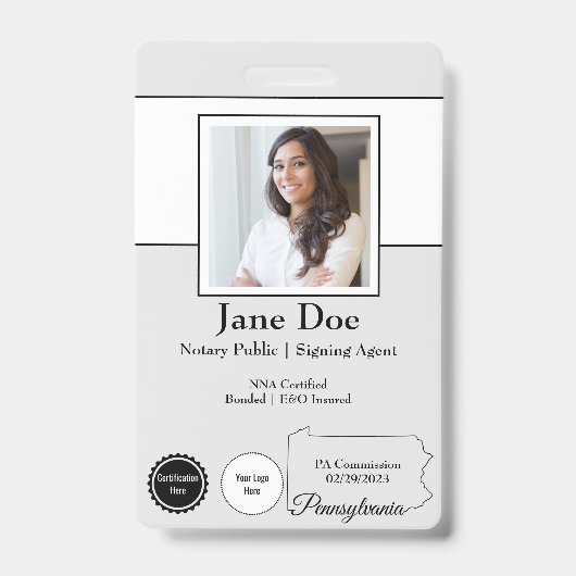 Staat van Pennsylvania Notary Public Badge QR Code (Voorkant)