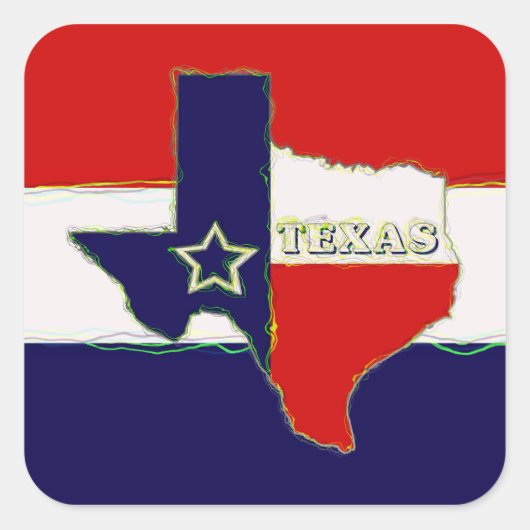 STAAT VAN TEXAS VIERKANTE STICKER (Voorkant)