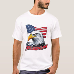 Staat voor vrijheid adelaar met USA vlag patriotti T-shirt
