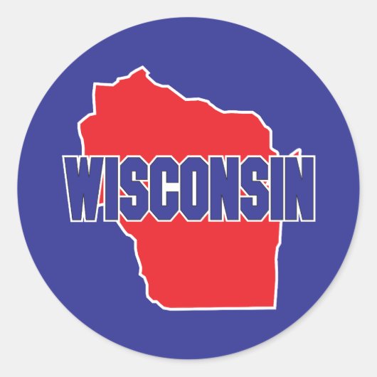 Staat Wisconsin Ronde Sticker (Voorkant)