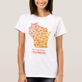 Staat Wisconsin Silhouette Hearts Hometown T-shirt (Voorkant)