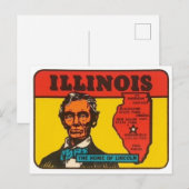staatsbesluit van Illinois met Lincoln Briefkaart (Voorkant / Achterkant)