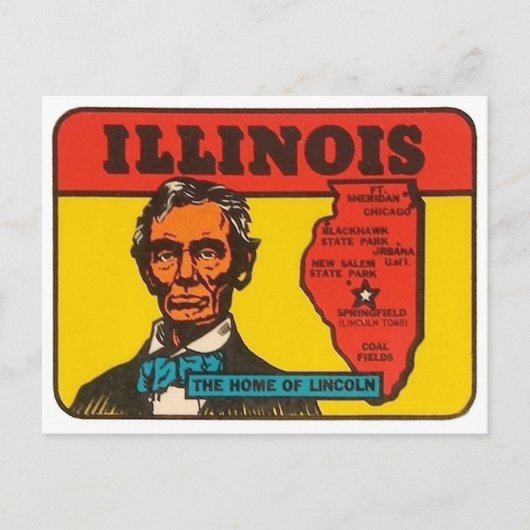 staatsbesluit van Illinois met Lincoln Briefkaart (Voorkant)