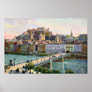 Staatsbrug 1916 Aquarelle Salzburg Poster
