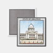 Staatscapitol van Arkansas Magneet (Voorkant / Achterkant)