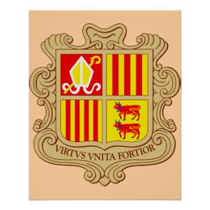 Staatsembleem van Andorra Historische Co-Principau Perfect Poster