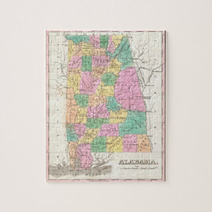  staatskaart van Alabama (1827) Legpuzzel