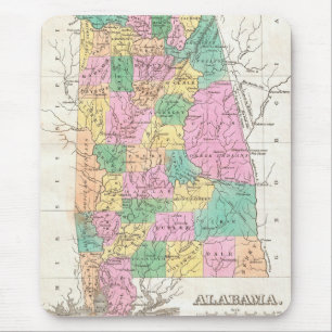  staatskaart van Alabama (1827) Muismat