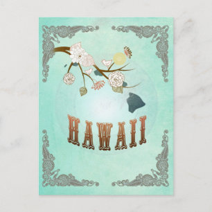staatskaart van Hawaï - Turquoise Blue Briefkaart