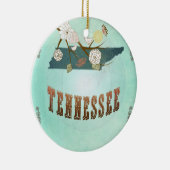 staatskaart van Tennessee - Turquoise Blue Keramisch Ornament (Rechts)